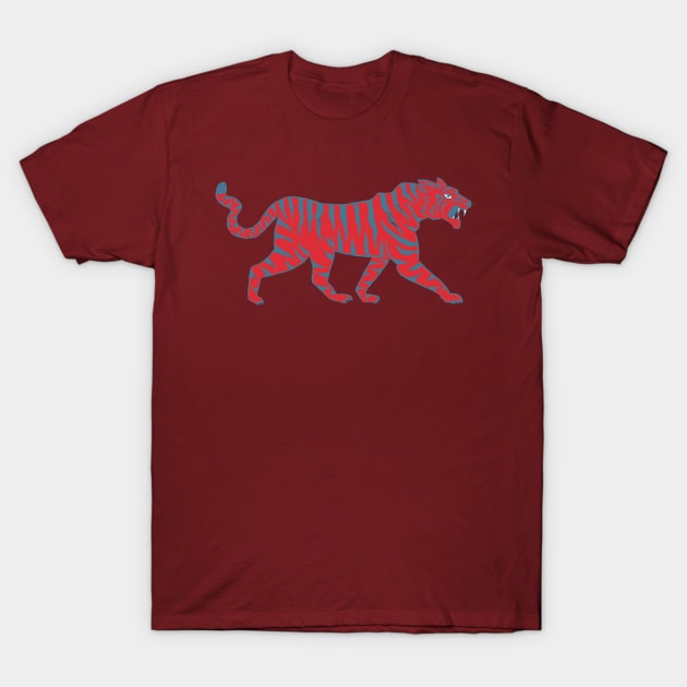 chinese tiger in bamboo forest | wine red T-Shirt by colorofmagic